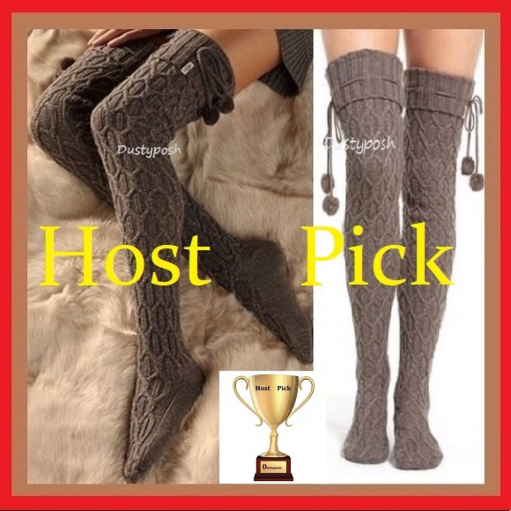 UGG Sparkle Cable Knit Boot Socks Thigh High Over Knee Vintage Deadstock New